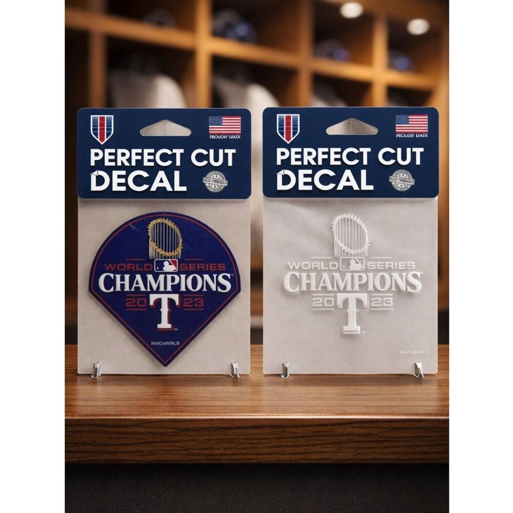 NEW MLB Texas Rangers Baseball 2 Pre Cut Decal 2023 World Series Champions